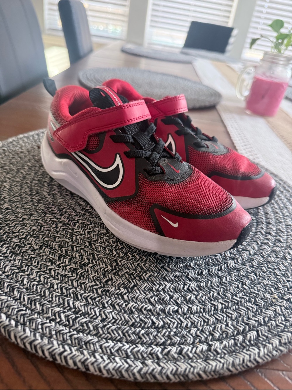 Nike Kids Red and Black Velcro Athletic Sneakers